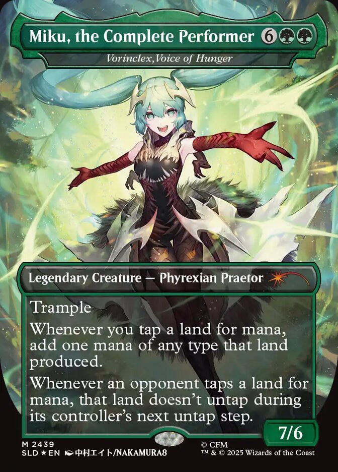 Vorinclex, Voice of Hunger como Miku, the Complete Performer, comandante alternativa do deck da Hatsune Miku, Secret Lair (Divulgação/Wizards of the Coast)