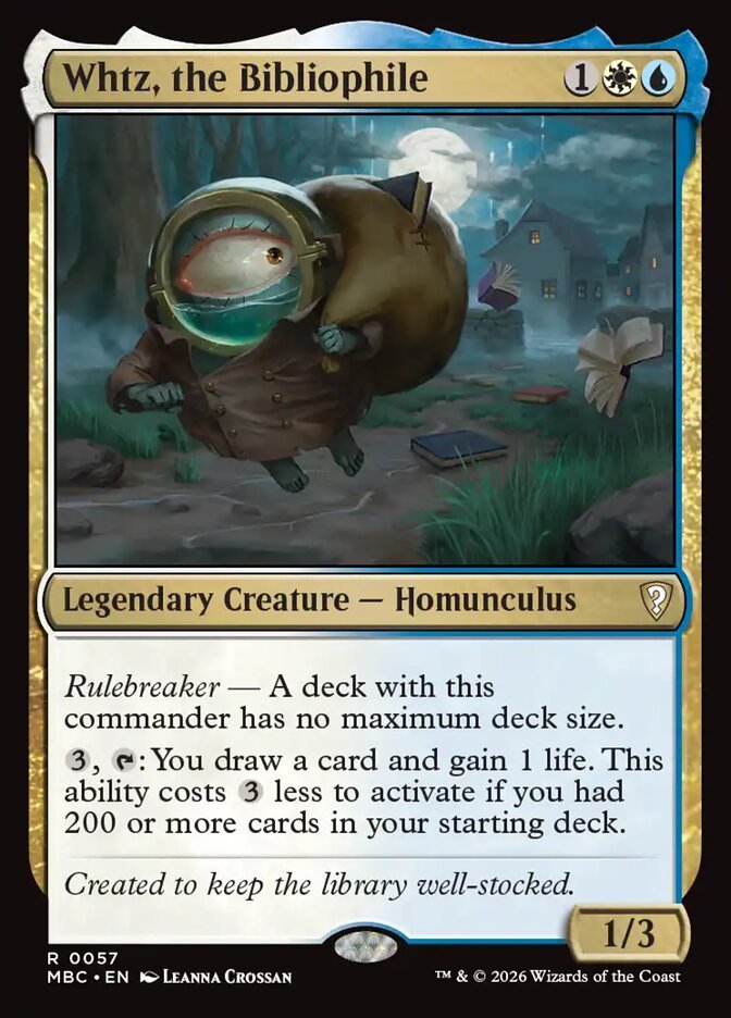 Whtz, the Bibliophile, carta de Mystery Booster Commander Edition (Divulgação/Wizards of the Coast)