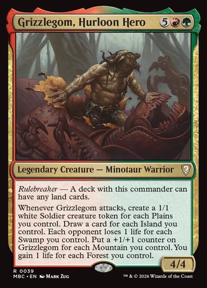 Grizzlegom, Hurloon Hero, carta de Mystery Booster Commander Edition (Divulgação/Wizards of the Coast)