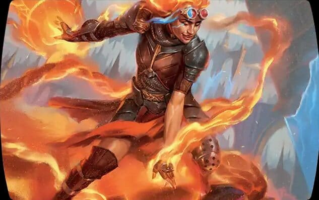 Arte oficial da carta Chandra, Torch of Defiance, da coleção Reality Fracture de Magic: The Gathering, ilustrada por Kieran Yanner