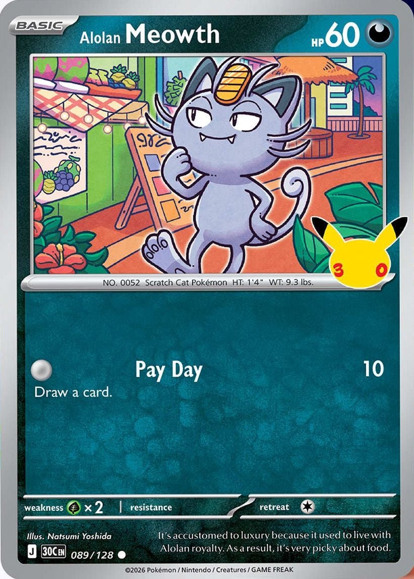 Alolan Meowth, 30th Celebration (Divulgação/The Pokémon Company, via PokéBeach)