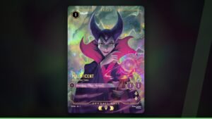 Maleficent - Biding Her Time, a primeira carta Illustrious revelada no painel de Lorcana no D23 2026 (Divulgação/Ravensburger, ©Disney)
